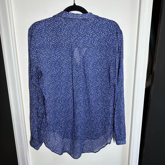 Cloth & Stone Women's Blue Micro Floral Button Up Blouse Size Small Spring - Picture 5 of 7